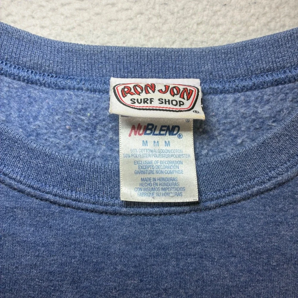 Ron Jon Surf Shop Crewneck Sweatshirt Men M Blue Cocoa Beach Florida Vintage Y2K